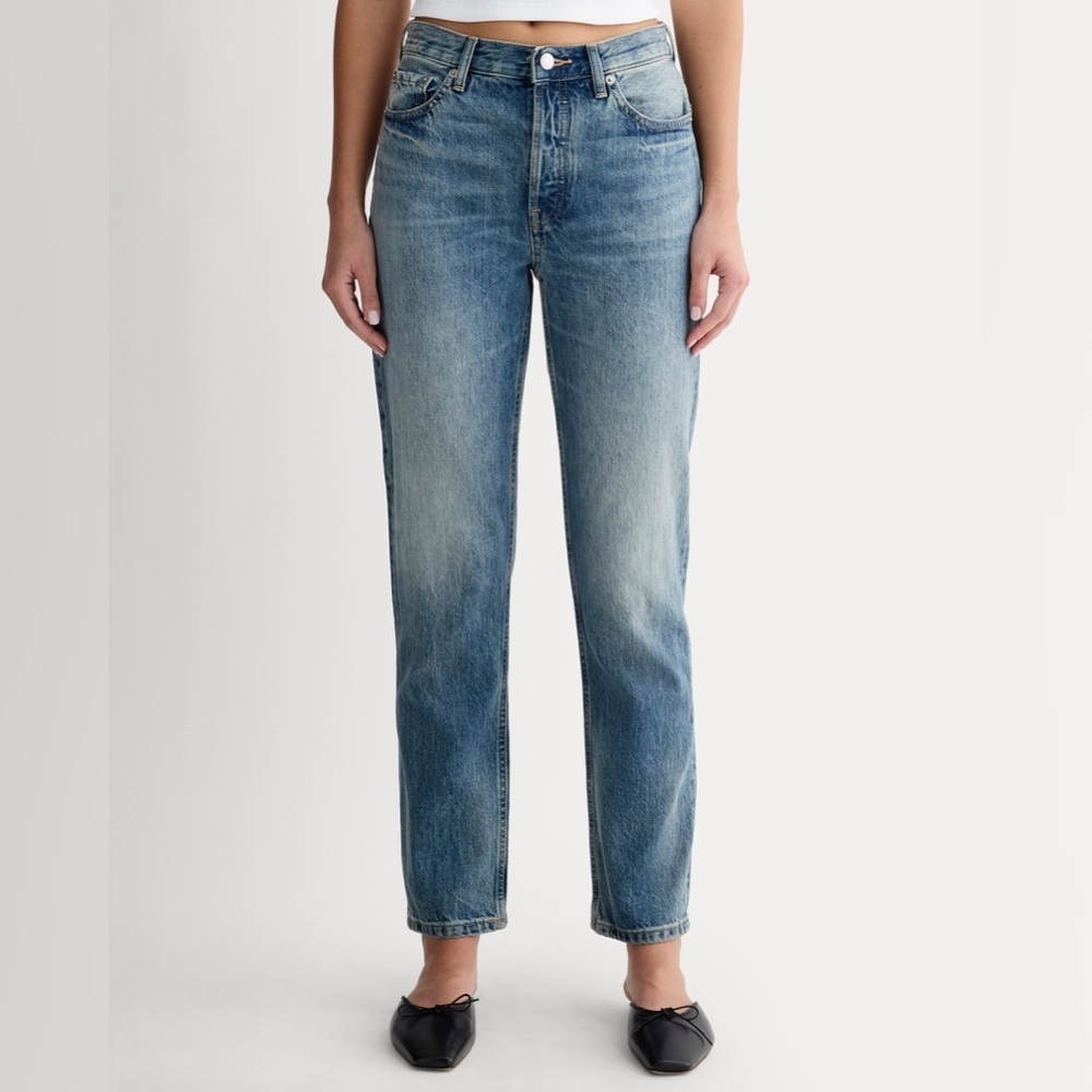 NWT Everlane The ’90s Cheeky Jean in Vintage Mid Blue Size 28 Button Fly Closure